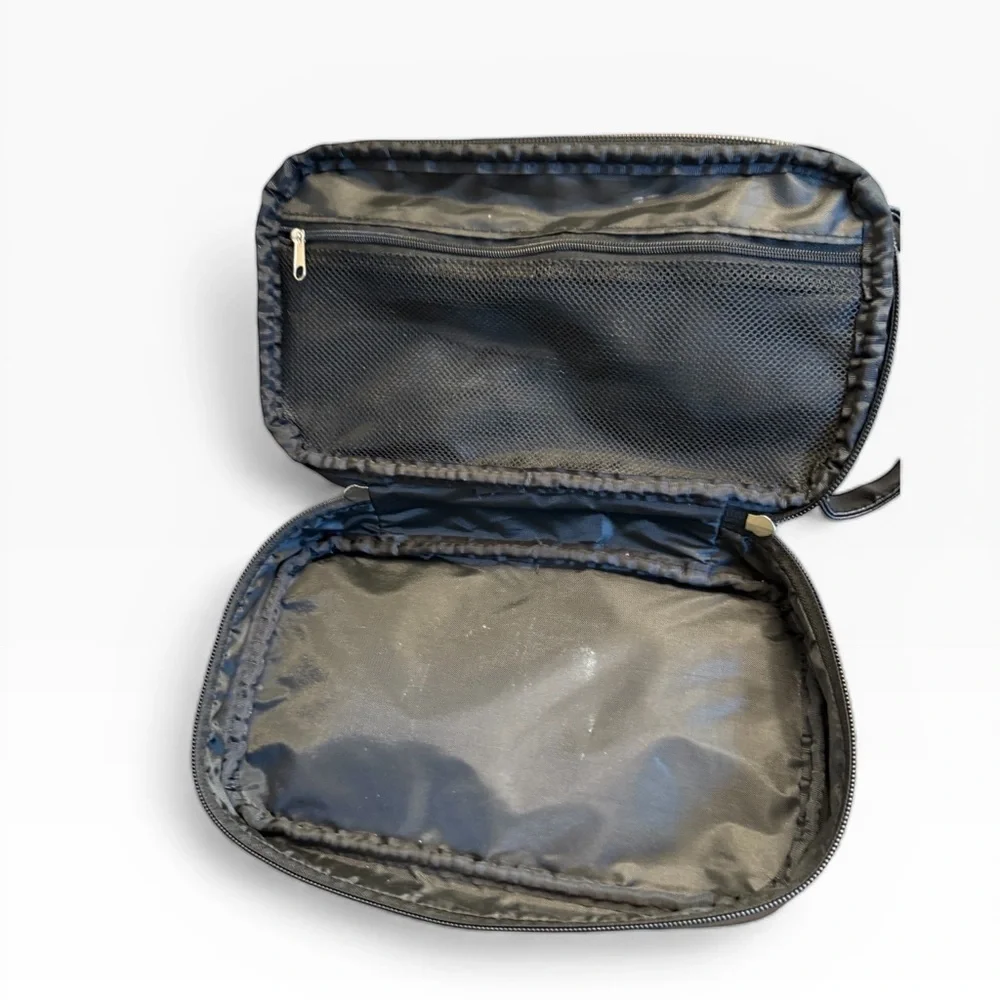 Black Leather Toiletries Bag